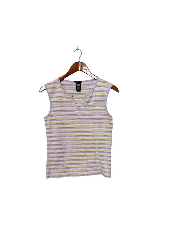 GAP Tops - Gap Womens Stretch Sleeveless Striped V-Neck Top Yellow & Lavender Size Large